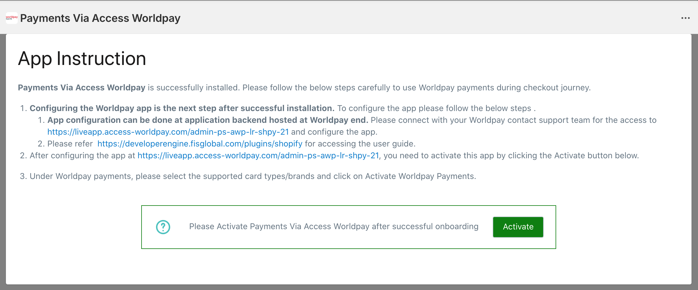 App instruction page screenshot
