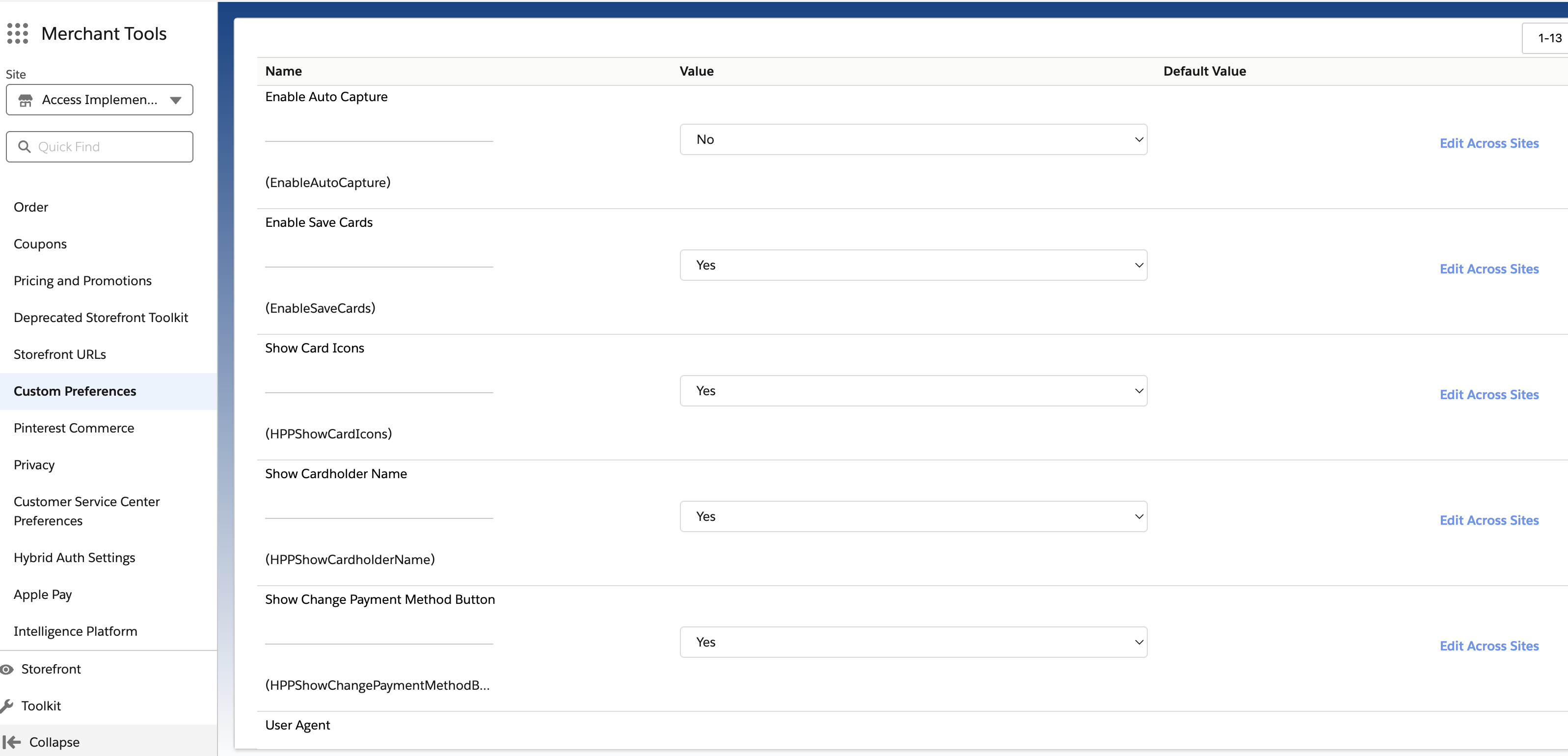 Custom Preferences page screenshot