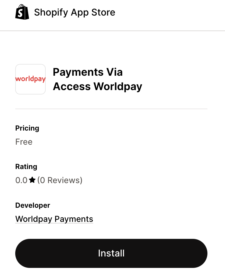 Shopify App Store install button screenshot