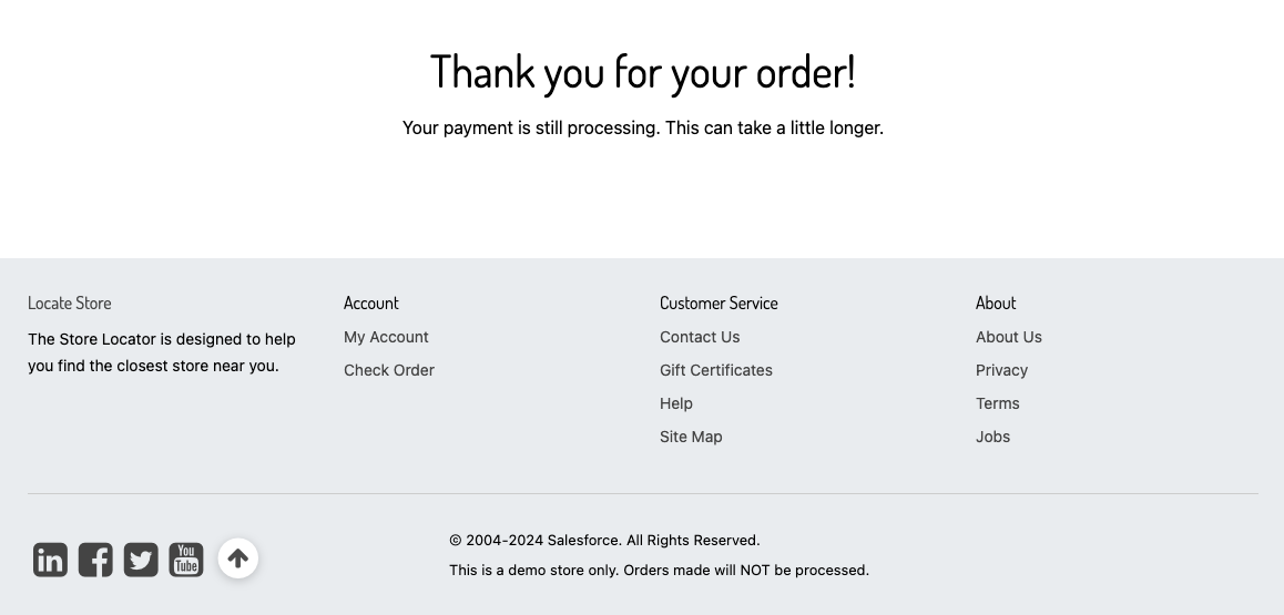 Order processing page
