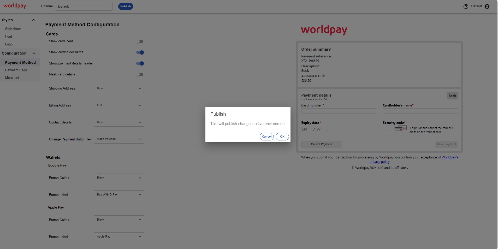 Publish button screenshot