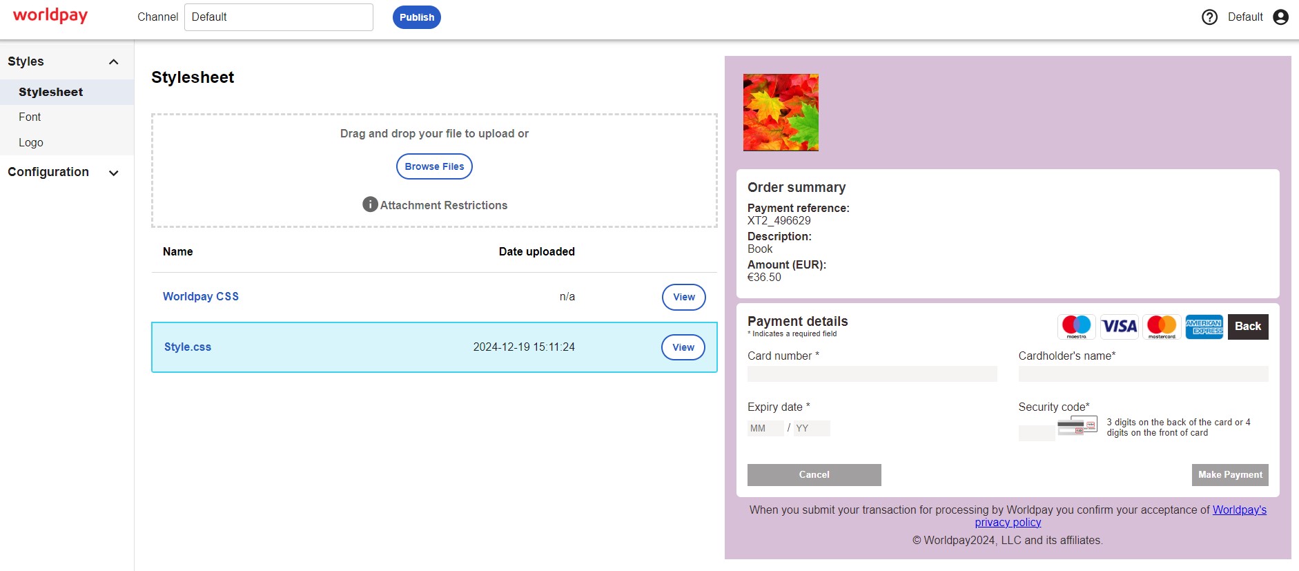 Stylesheet page screenshot