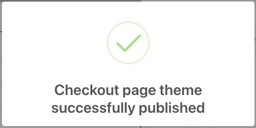 Theme configuration publish success message screenshot